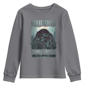Funny Rougarou Youth Sweatshirt Because Vampires Are Too Mainstream Louisiana Cryptid TS09 Charcoal Print Your Wear