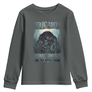 Funny Rougarou Youth Sweatshirt Because Vampires Are Too Mainstream Louisiana Cryptid TS09 Dark Heather Print Your Wear