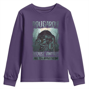 Funny Rougarou Youth Sweatshirt Because Vampires Are Too Mainstream Louisiana Cryptid TS09 Purple Print Your Wear