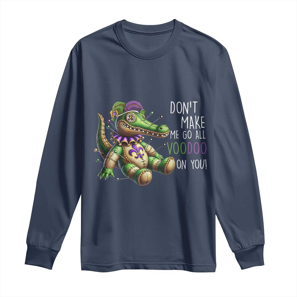 Voodoo Mardi Gras Long Sleeve Shirt Aligator Voodoo Doll New Orleans Louisiana TS09 Navy Print Your Wear