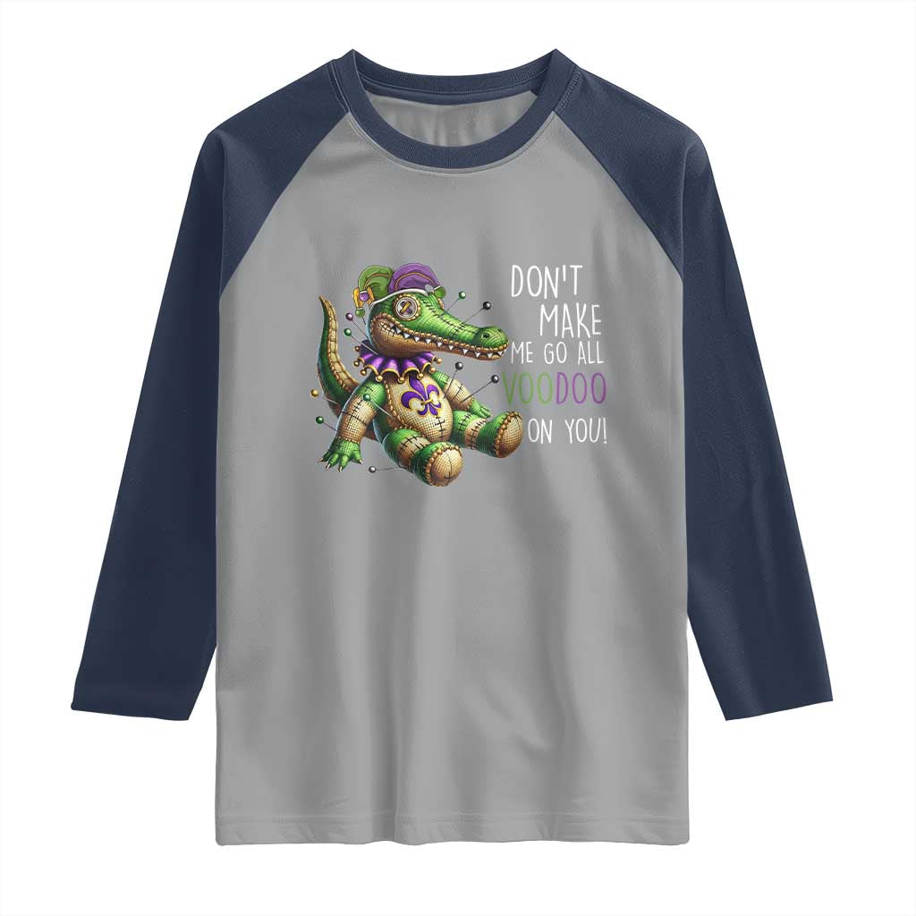 Voodoo Mardi Gras Raglan Shirt Aligator Voodoo Doll New Orleans Louisiana TS09 Sport Gray Navy Print Your Wear