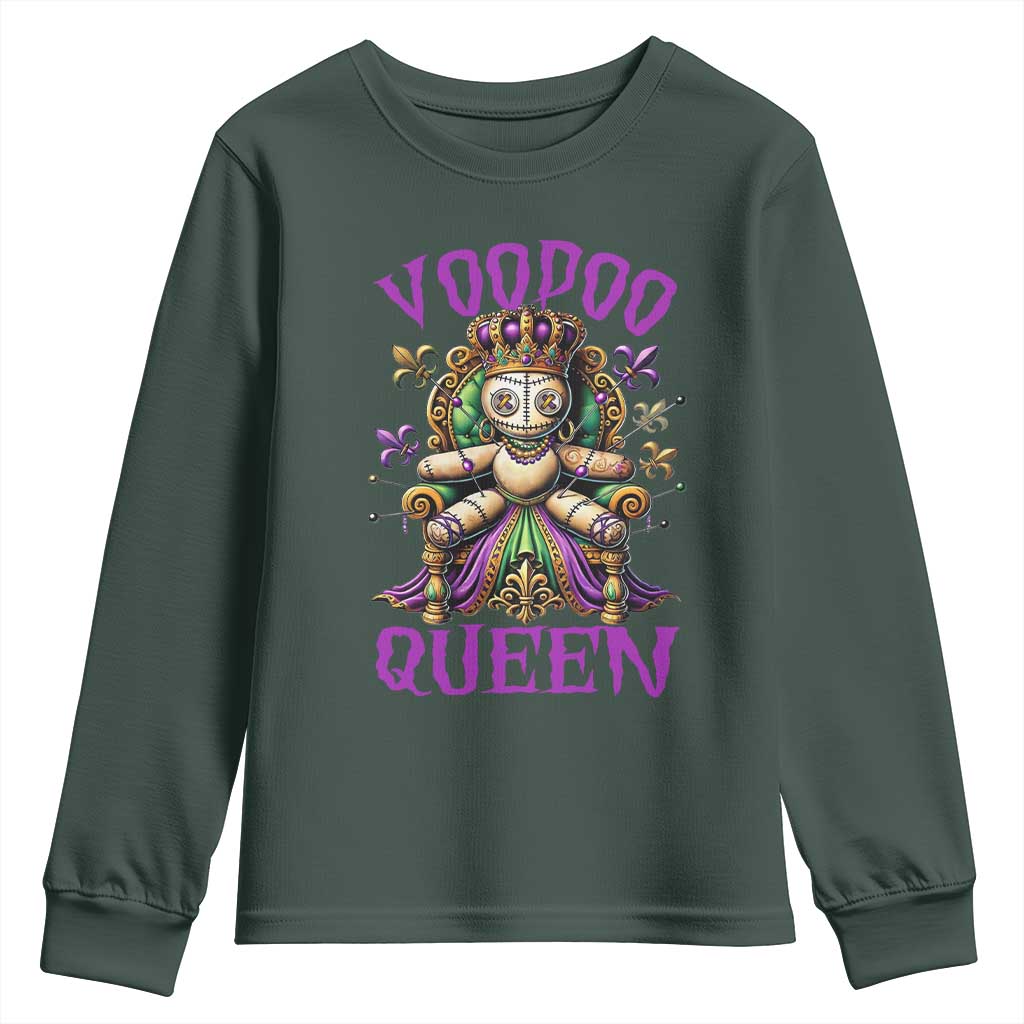 Mardi Gras Voodoo Queen Youth Sweatshirt TS09 Dark Forest Green Print Your Wear