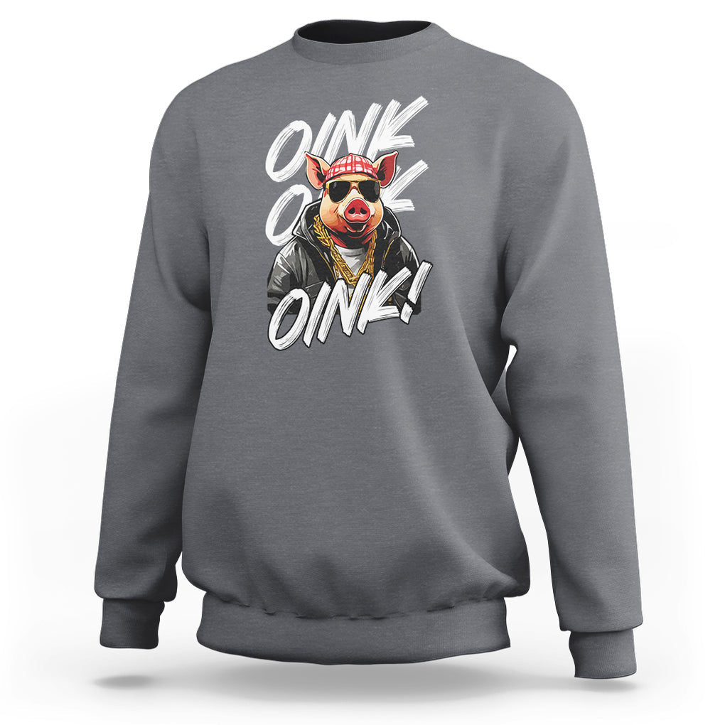 Pig Lover OINK Cool Swine Hip Hop Gangster Sweatshirt TS09 Charcoal Printyourwear