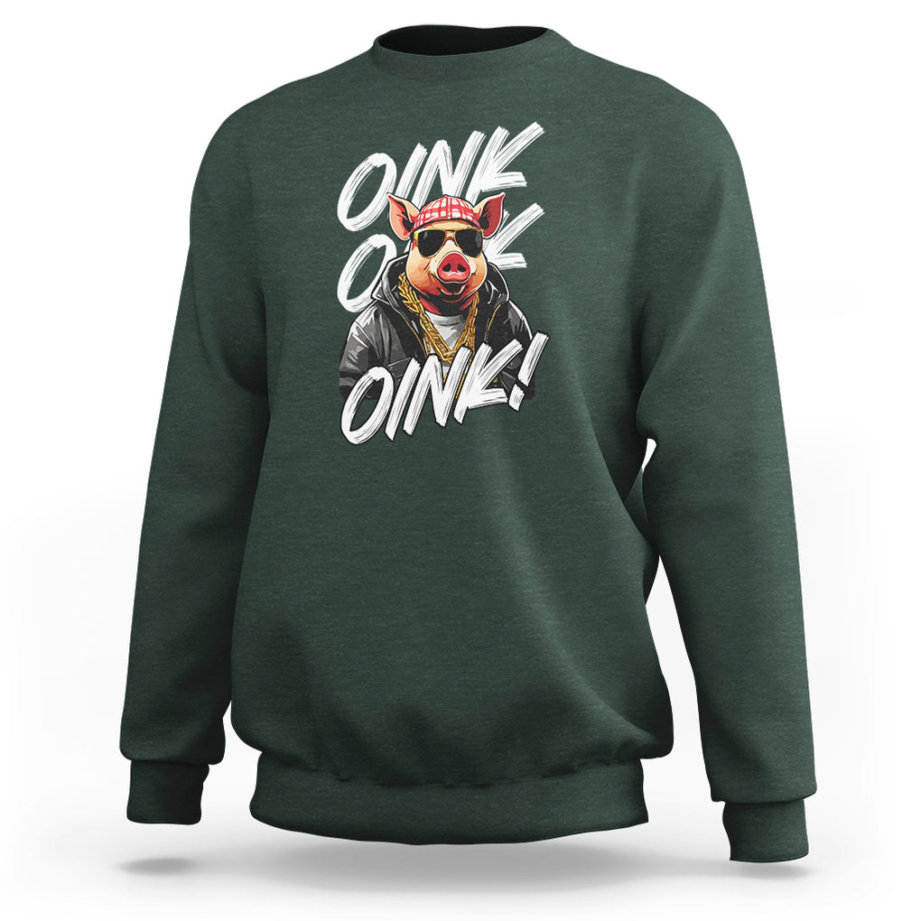 Pig Lover OINK Cool Swine Hip Hop Gangster Sweatshirt TS09 Dark Forest Green Printyourwear