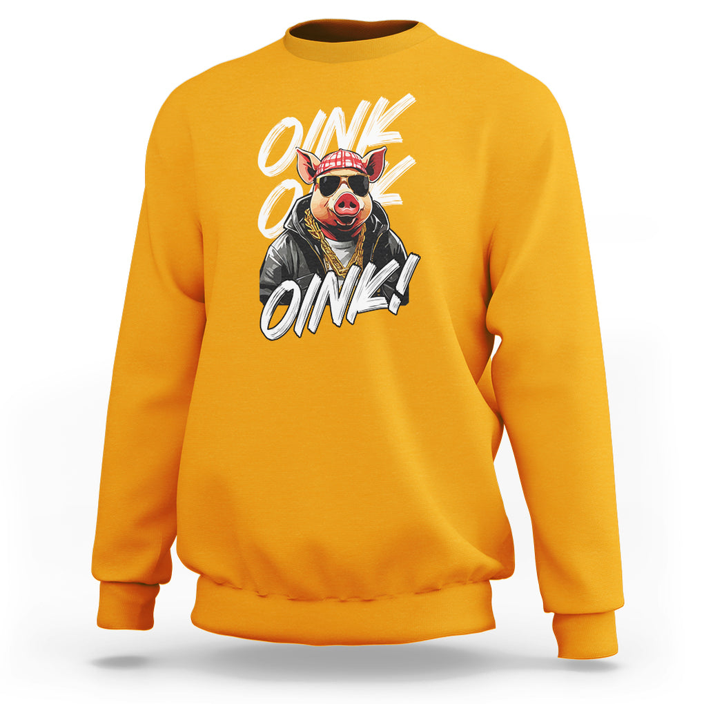Pig Lover OINK Cool Swine Hip Hop Gangster Sweatshirt TS09 Gold Printyourwear