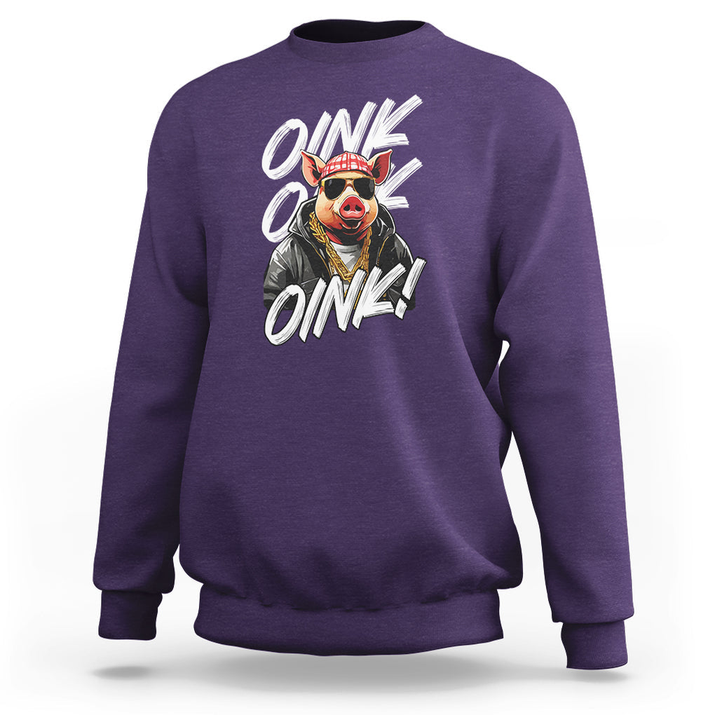 Pig Lover OINK Cool Swine Hip Hop Gangster Sweatshirt TS09 Purple Printyourwear