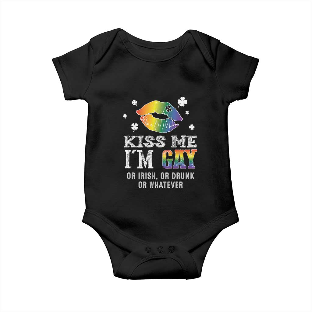 St Patrick's Day Baby Onesie Kiss Me I'm Gay Or Irish Or Drunk Or Whatever TS09 Black Print Your Wear