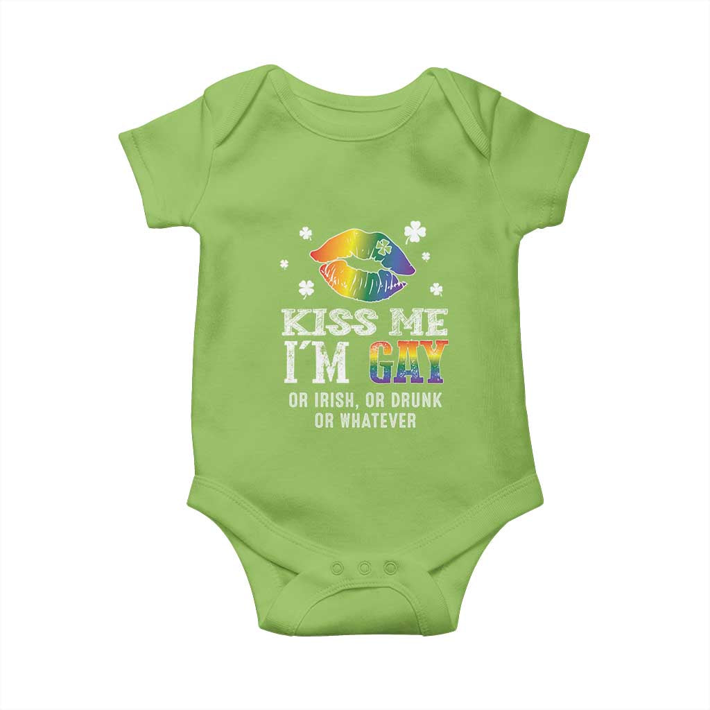 St Patrick's Day Baby Onesie Kiss Me I'm Gay Or Irish Or Drunk Or Whatever TS09 Lime Print Your Wear