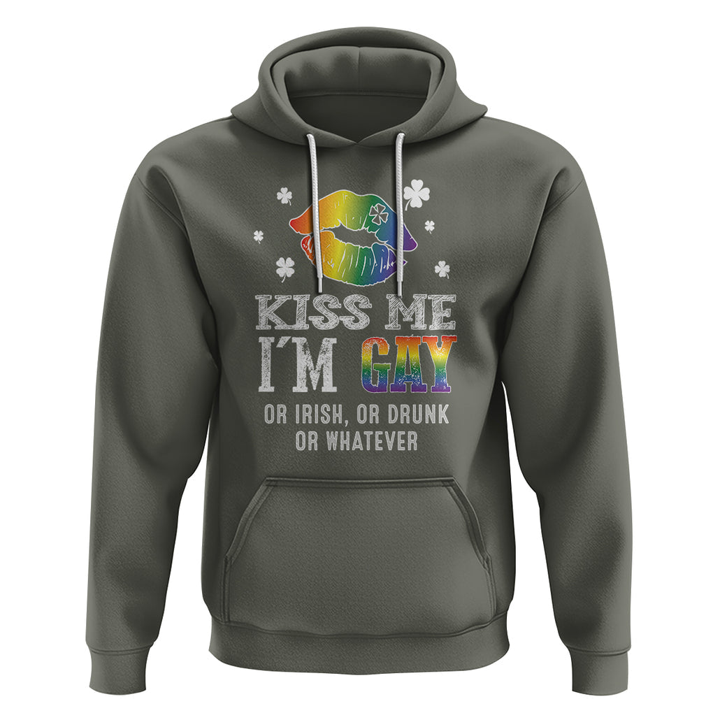 St. Patrick's Day Hoodie Kiss Me I'm Gay Or Irish Or Drunk Or Whatever TS09 Military Green Printyourwear