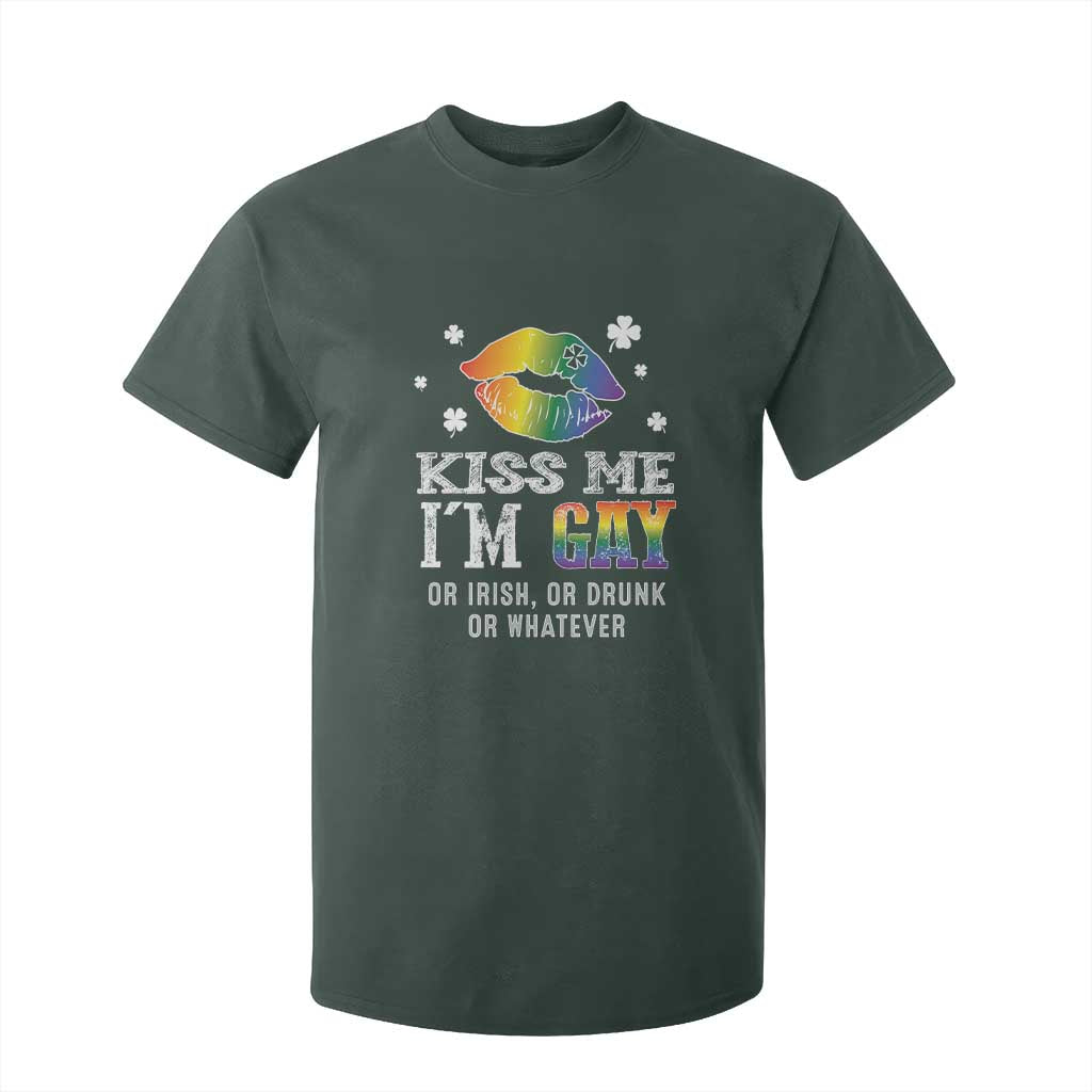 St Patrick's Day T Shirt For Kid Kiss Me I'm Gay Or Irish Or Drunk Or Whatever TS09 Dark Forest Green Print Your Wear