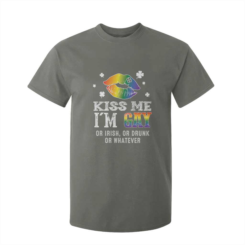 St Patrick's Day T Shirt For Kid Kiss Me I'm Gay Or Irish Or Drunk Or Whatever TS09 Military Green Print Your Wear