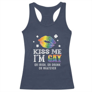 St Patrick's Day Racerback Tank Top Kiss Me I'm Gay Or Irish Or Drunk Or Whatever TS09 Navy Print Your Wear