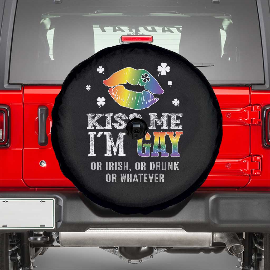 St Patrick's Day Spare Tire Cover Kiss Me I'm Gay Or Irish Or Drunk Or Whatever TS09 Black Print Your Wear