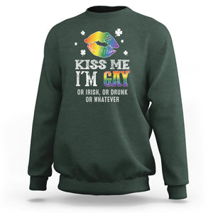 St. Patrick's Day Sweatshirt Kiss Me I'm Gay Or Irish Or Drunk Or Whatever TS09 Dark Forest Green Printyourwear
