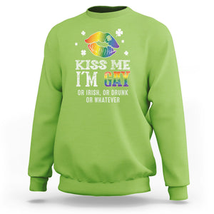 St. Patrick's Day Sweatshirt Kiss Me I'm Gay Or Irish Or Drunk Or Whatever TS09 Lime Printyourwear