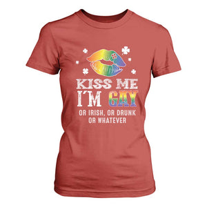 St Patrick's Day T Shirt For Women Kiss Me I'm Gay Or Irish Or Drunk Or Whatever TS09 Red Print Your Wear