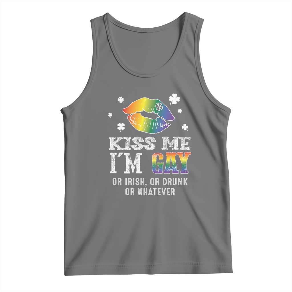 St Patrick's Day Tank Top Kiss Me I'm Gay Or Irish Or Drunk Or Whatever TS09 Black Heather Print Your Wear