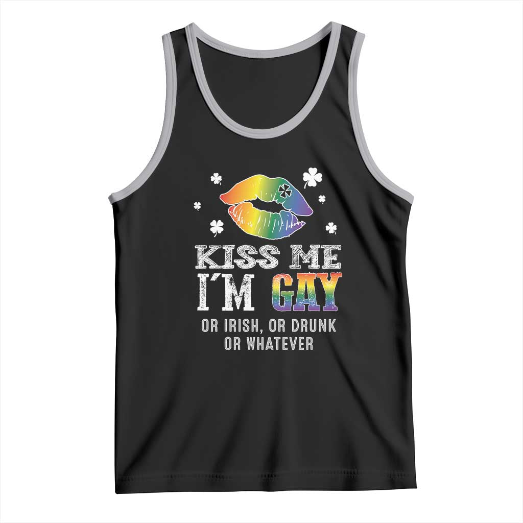 St Patrick's Day Tank Top Kiss Me I'm Gay Or Irish Or Drunk Or Whatever TS09 Black Athletic Heather Print Your Wear