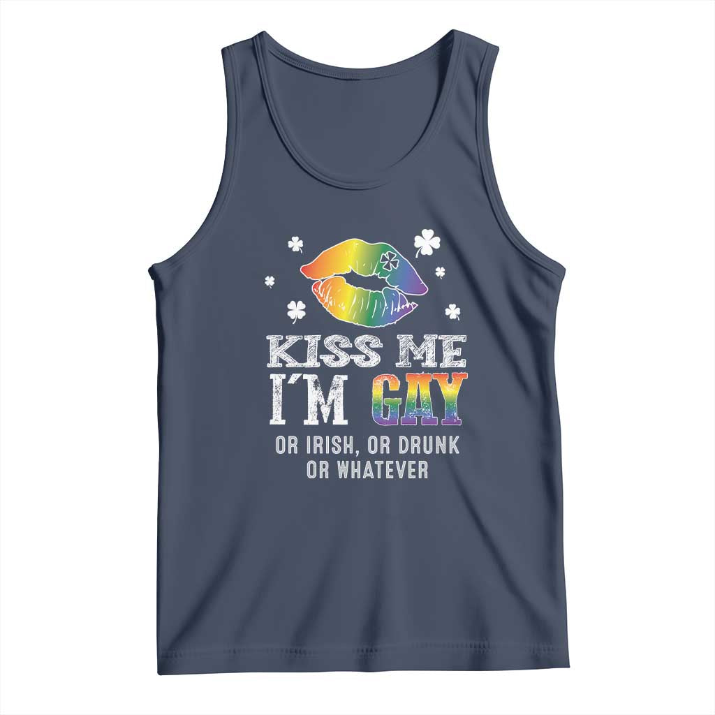 St Patrick's Day Tank Top Kiss Me I'm Gay Or Irish Or Drunk Or Whatever TS09 Navy Print Your Wear