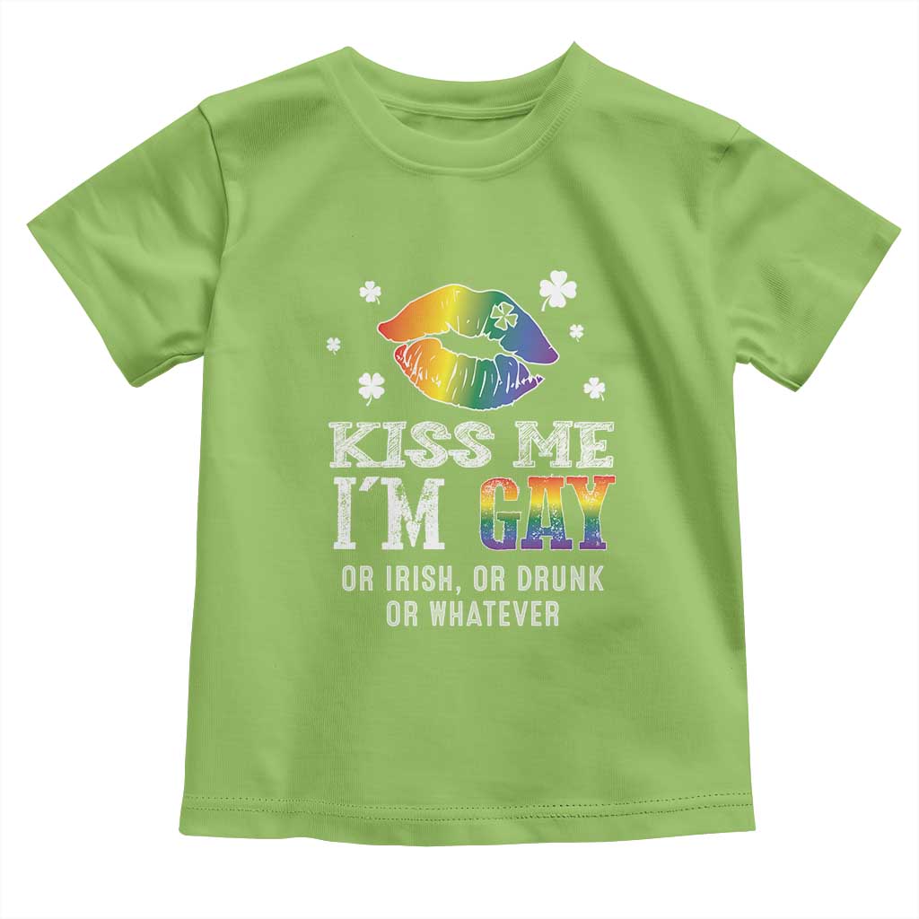 St Patrick's Day Toddler T Shirt Kiss Me I'm Gay Or Irish Or Drunk Or Whatever TS09 Lime Print Your Wear