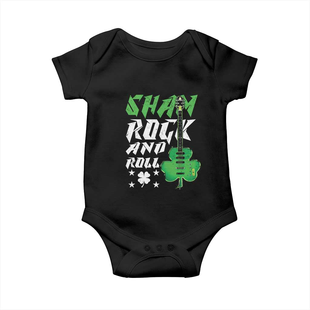 St Patrick's Day Baby Onesie Funny Sham Rock N Roll Shamrock Guitar TS09 Black Print Your Wear