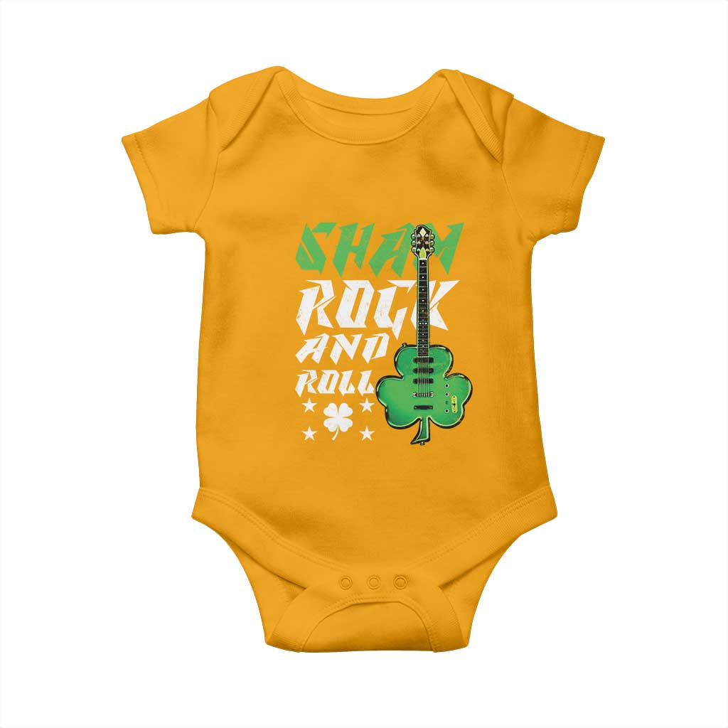 St Patrick's Day Baby Onesie Funny Sham Rock N Roll Shamrock Guitar TS09 Gold Print Your Wear
