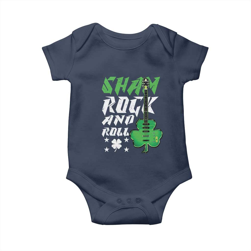St Patrick's Day Baby Onesie Funny Sham Rock N Roll Shamrock Guitar TS09 Navy Print Your Wear