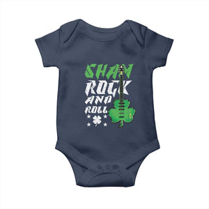 St Patrick's Day Baby Onesie Funny Sham Rock N Roll Shamrock Guitar TS09 Navy Print Your Wear