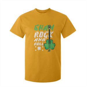 St Patrick's Day T Shirt For Kid Funny Sham Rock N Roll Shamrock Guitar TS09 Gold Print Your Wear