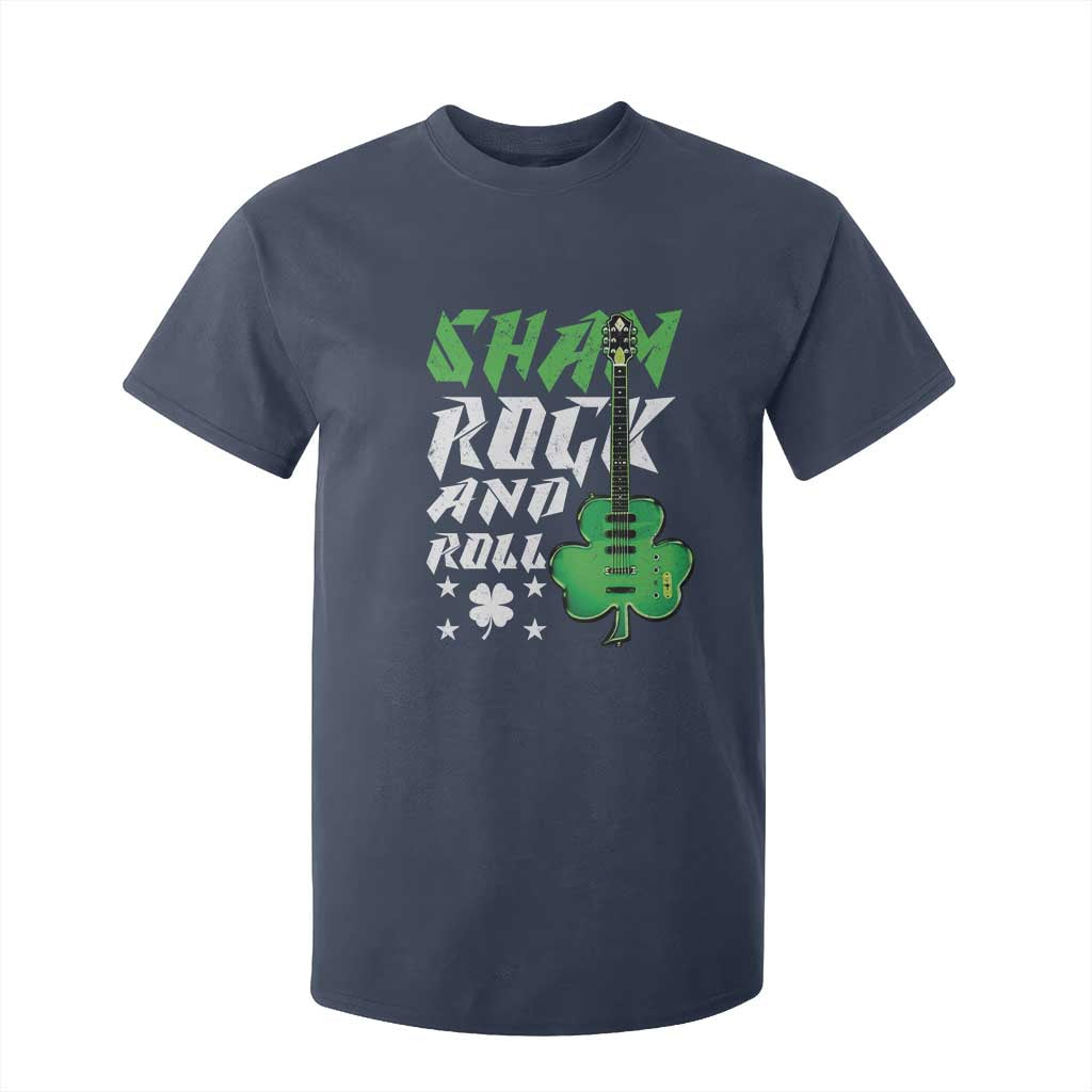St Patrick's Day T Shirt For Kid Funny Sham Rock N Roll Shamrock Guitar TS09 Navy Print Your Wear
