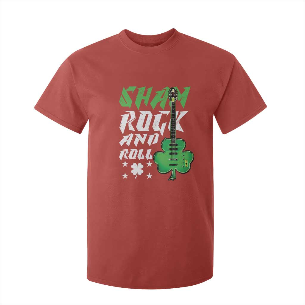 St Patrick's Day T Shirt For Kid Funny Sham Rock N Roll Shamrock Guitar TS09 Red Print Your Wear