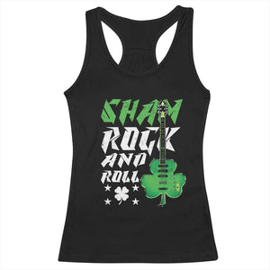 St Patrick's Day Racerback Tank Top Funny Sham Rock N Roll Shamrock Guitar TS09 Black Print Your Wear