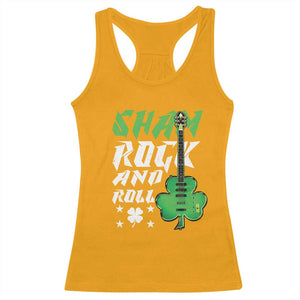 St Patrick's Day Racerback Tank Top Funny Sham Rock N Roll Shamrock Guitar TS09 Gold Print Your Wear