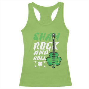 St Patrick's Day Racerback Tank Top Funny Sham Rock N Roll Shamrock Guitar TS09 Lime Print Your Wear