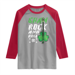 St Patrick's Day Raglan Shirt Funny Sham Rock N Roll Shamrock Guitar TS09 Sport Gray Red Print Your Wear