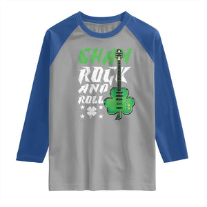 St Patrick's Day Raglan Shirt Funny Sham Rock N Roll Shamrock Guitar TS09 Sport Gray Royal Print Your Wear