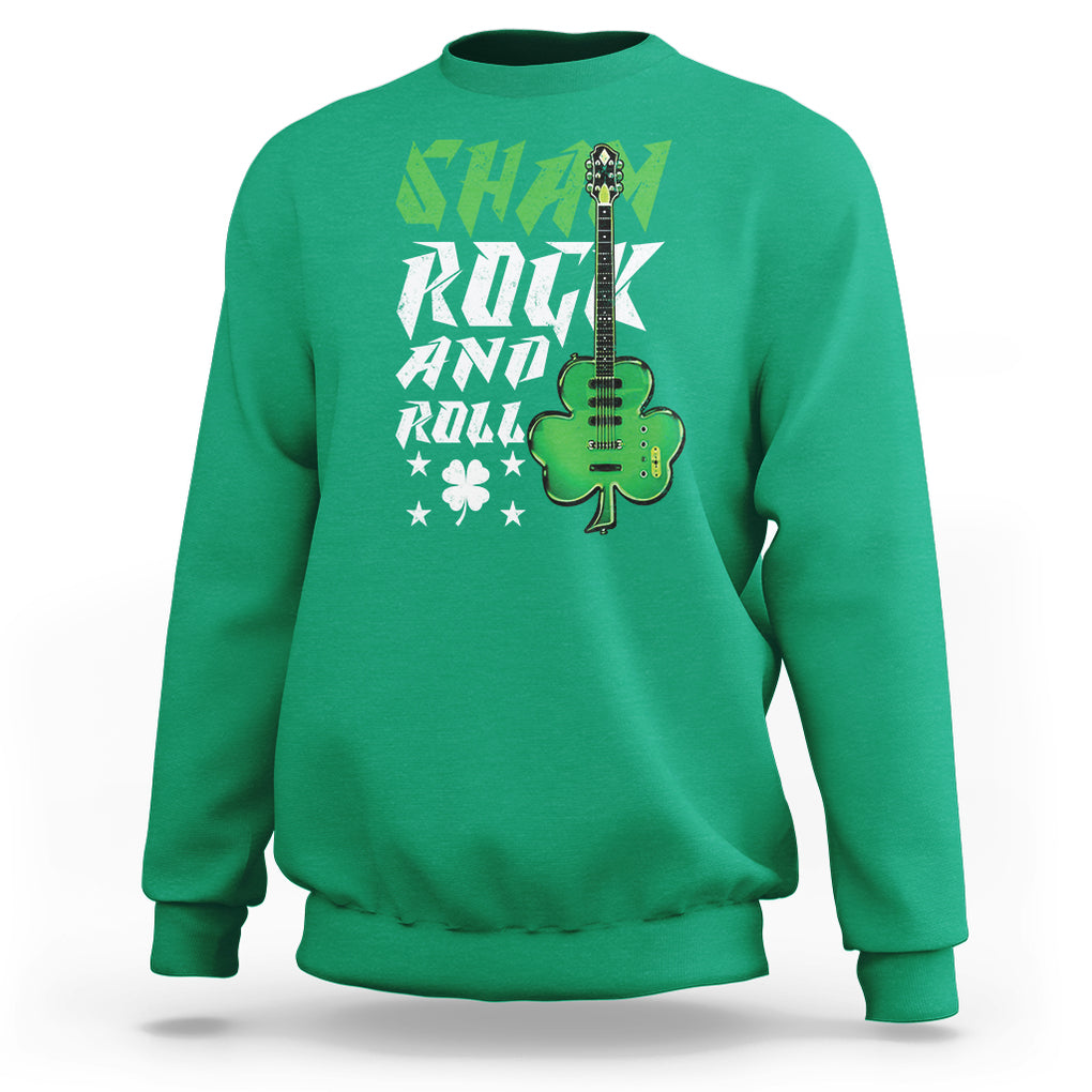 St. Patrick's Day Sweatshirt Funny Sham Rock N Roll Shamrock Guitar TS09 Irish Green Printyourwear