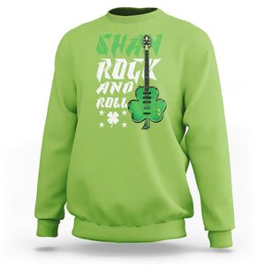 St. Patrick's Day Sweatshirt Funny Sham Rock N Roll Shamrock Guitar TS09 Lime Printyourwear