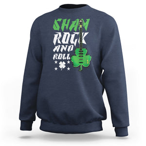 St. Patrick's Day Sweatshirt Funny Sham Rock N Roll Shamrock Guitar TS09 Navy Printyourwear