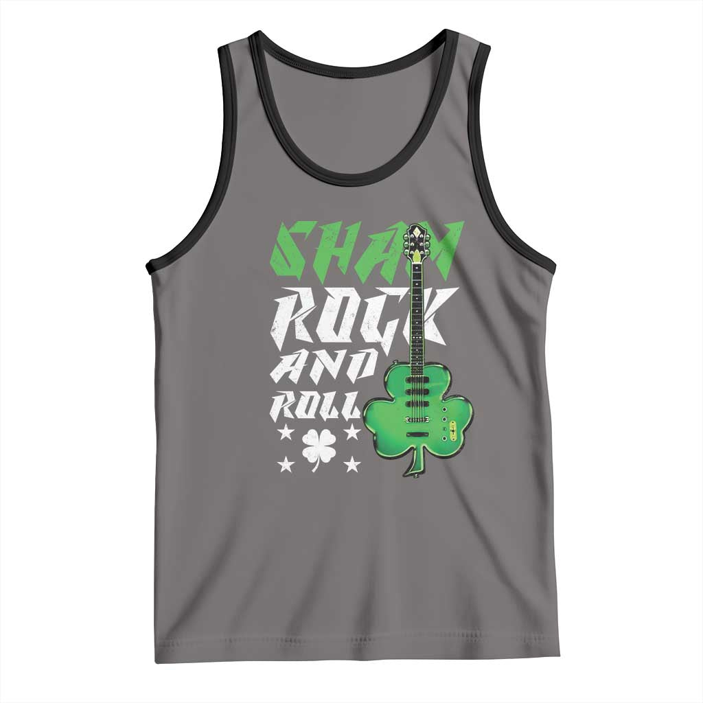 St Patrick's Day Tank Top Funny Sham Rock N Roll Shamrock Guitar TS09 Deep Heather Black Print Your Wear