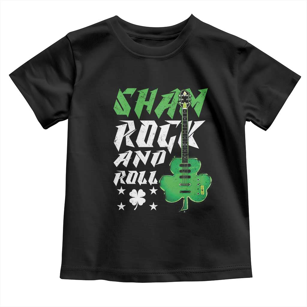 St Patrick's Day Toddler T Shirt Funny Sham Rock N Roll Shamrock Guitar TS09 Black Print Your Wear