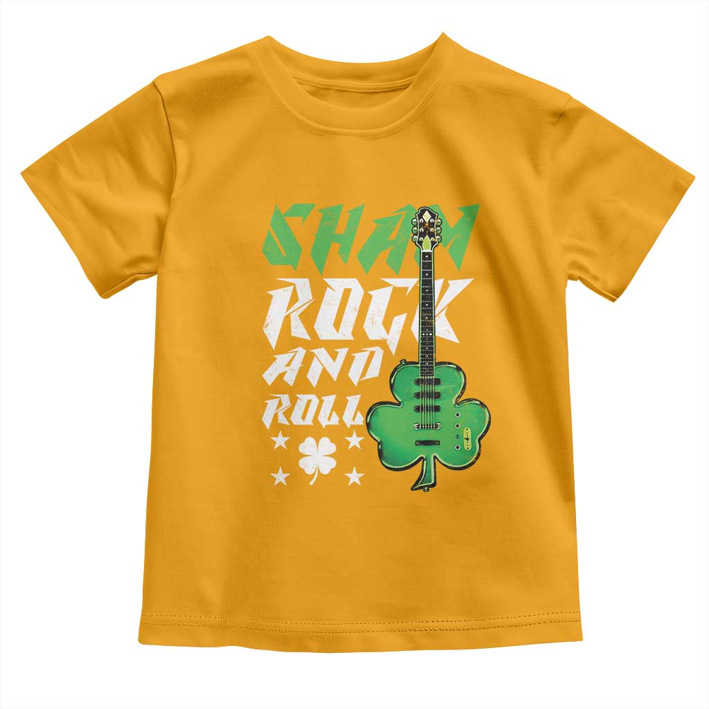 St Patrick's Day Toddler T Shirt Funny Sham Rock N Roll Shamrock Guitar TS09 Gold Print Your Wear