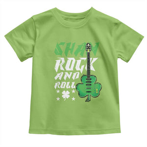 St Patrick's Day Toddler T Shirt Funny Sham Rock N Roll Shamrock Guitar TS09 Lime Print Your Wear