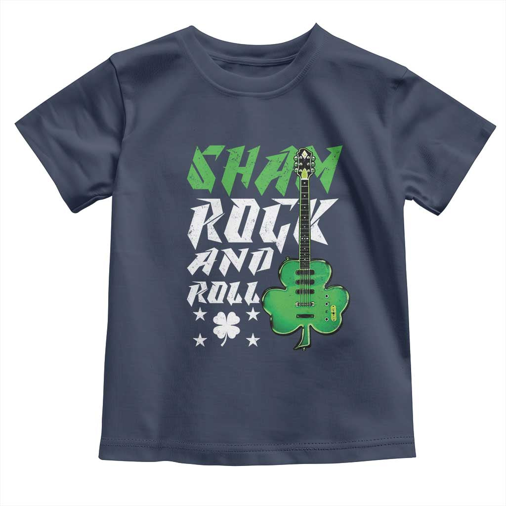 St Patrick's Day Toddler T Shirt Funny Sham Rock N Roll Shamrock Guitar TS09 Navy Print Your Wear