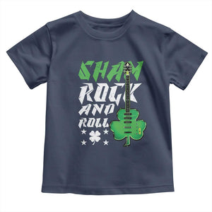 St Patrick's Day Toddler T Shirt Funny Sham Rock N Roll Shamrock Guitar TS09 Navy Print Your Wear