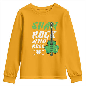St Patrick's Day Youth Sweatshirt Funny Sham Rock N Roll Shamrock Guitar TS09 Gold Print Your Wear