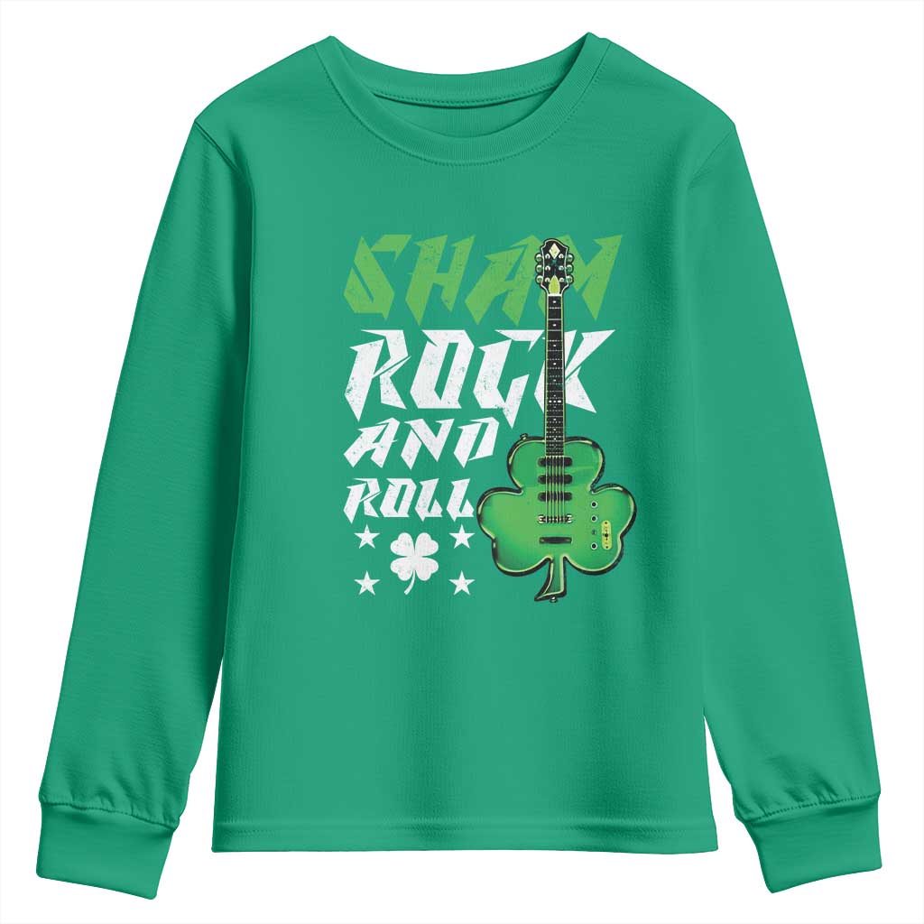 St Patrick's Day Youth Sweatshirt Funny Sham Rock N Roll Shamrock Guitar TS09 Irish Green Print Your Wear