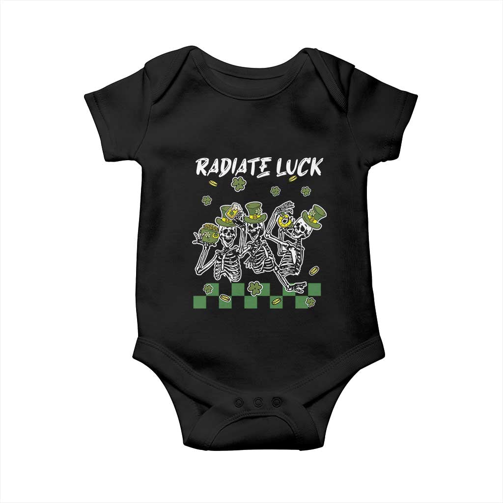 St Patrick's Day Baby Onesie Radiate Luck Funny Skeleton Radiology TS09 Black Print Your Wear