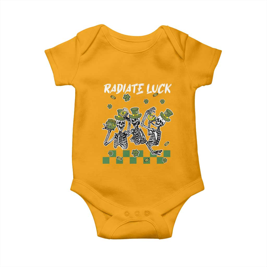 St Patrick's Day Baby Onesie Radiate Luck Funny Skeleton Radiology TS09 Gold Print Your Wear