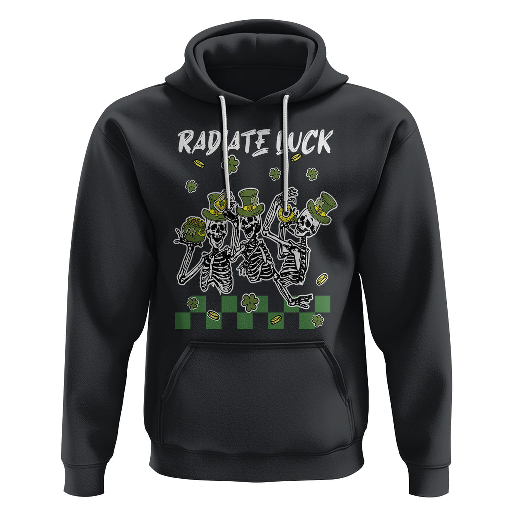 St. Patrick's Day Hoodie Radiate Luck Funny Skeleton Radiology TS09 Black Printyourwear